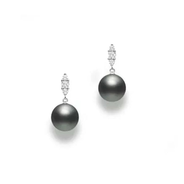 9mm Black South Sea & Diamond Earrings - 1